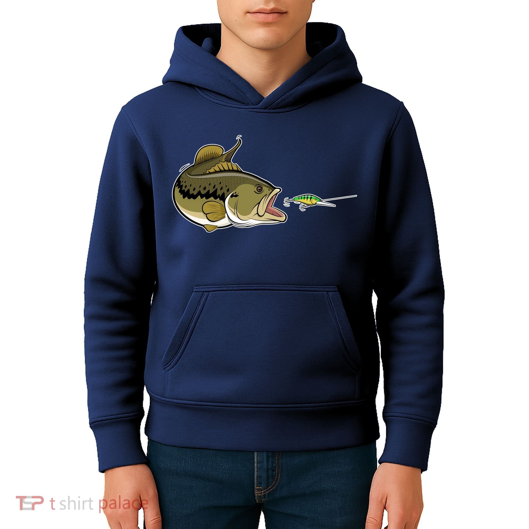 Bass Fish Chasing Lure Hook Fishing Fan Kids Hoodie