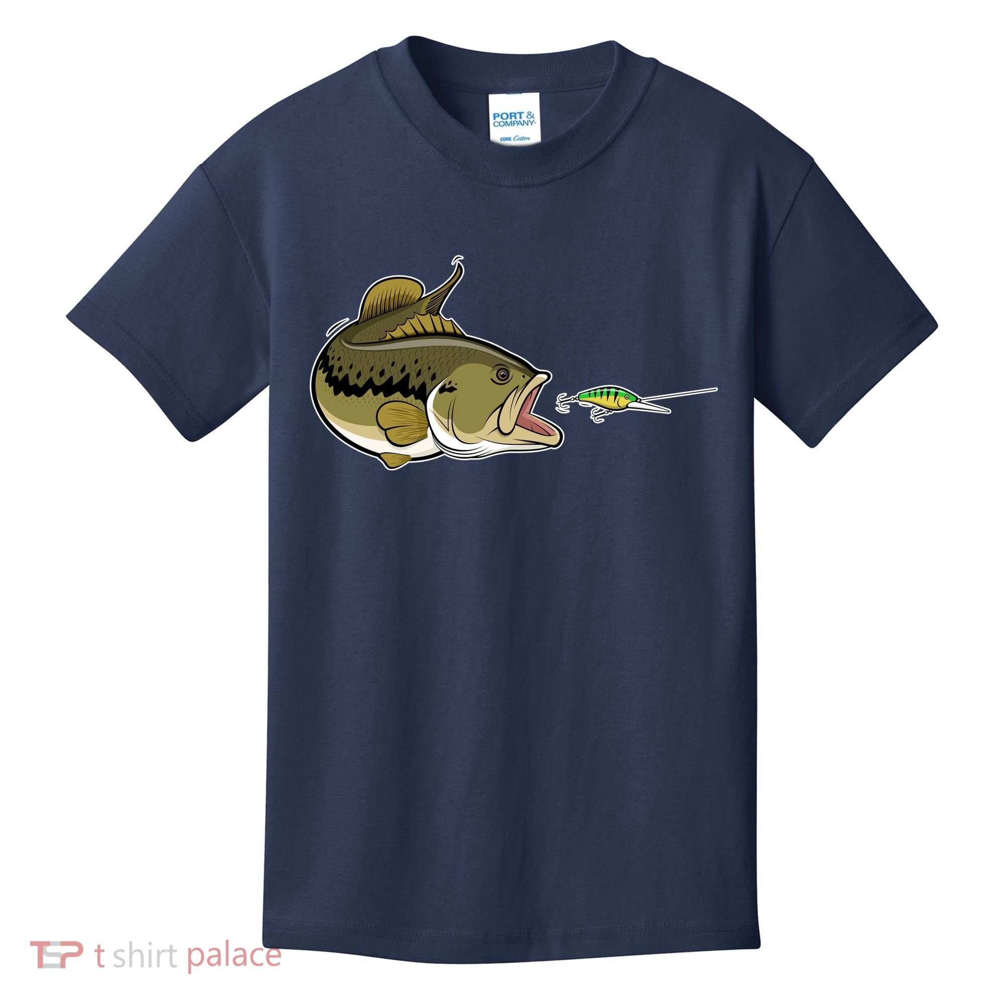 Bass Fish Chasing Lure Hook Fishing Fan Kids T-Shirt
