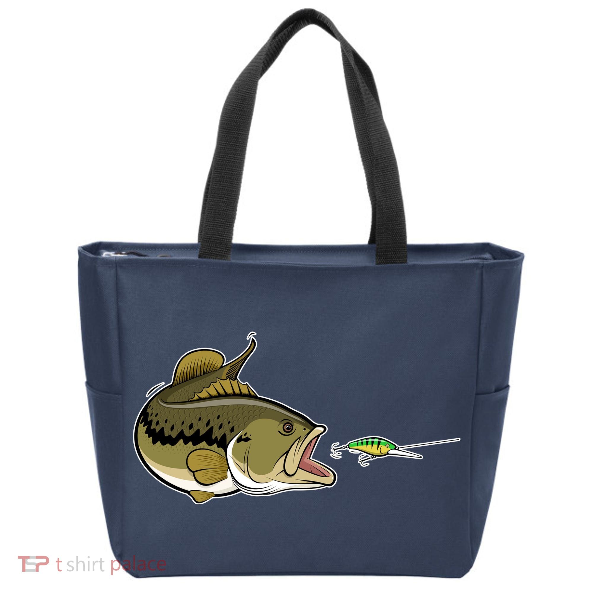 Bass Fish Chasing Lure Hook Fishing Fan Tote Bag