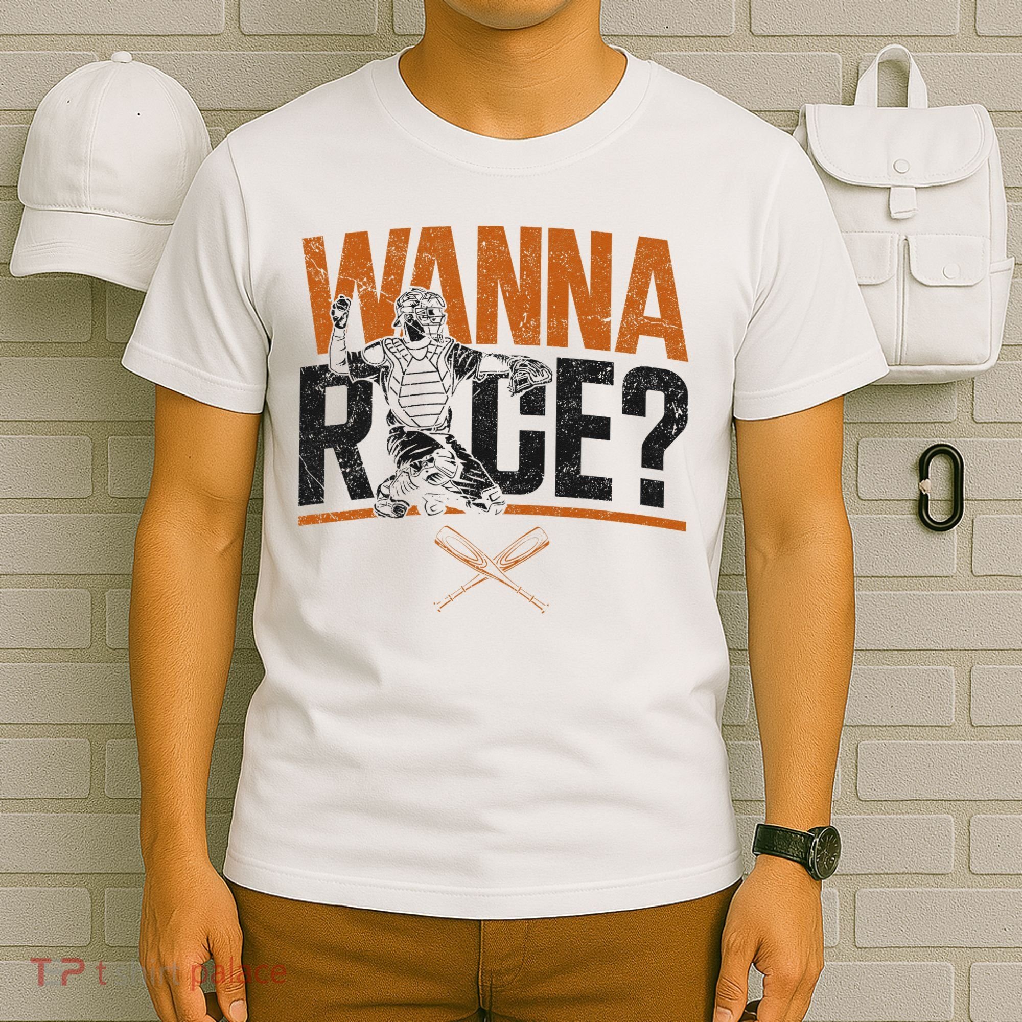 Baseball Fan Catcher Vintage Wanna Race T-Shirt
