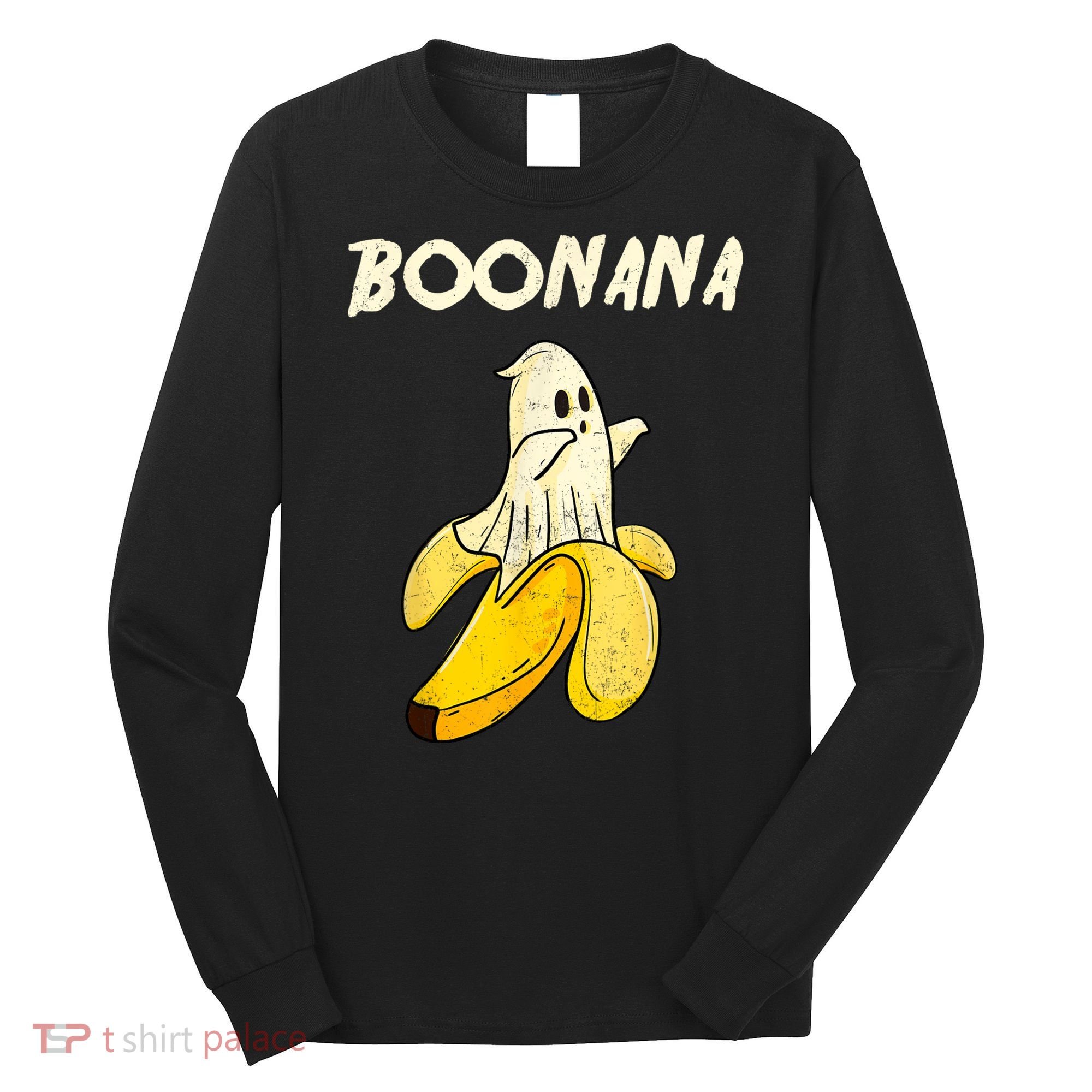 Boonana Funny Cute Banana Ghost Halloween Banana Lover Gifts Long Sleeve Shirt