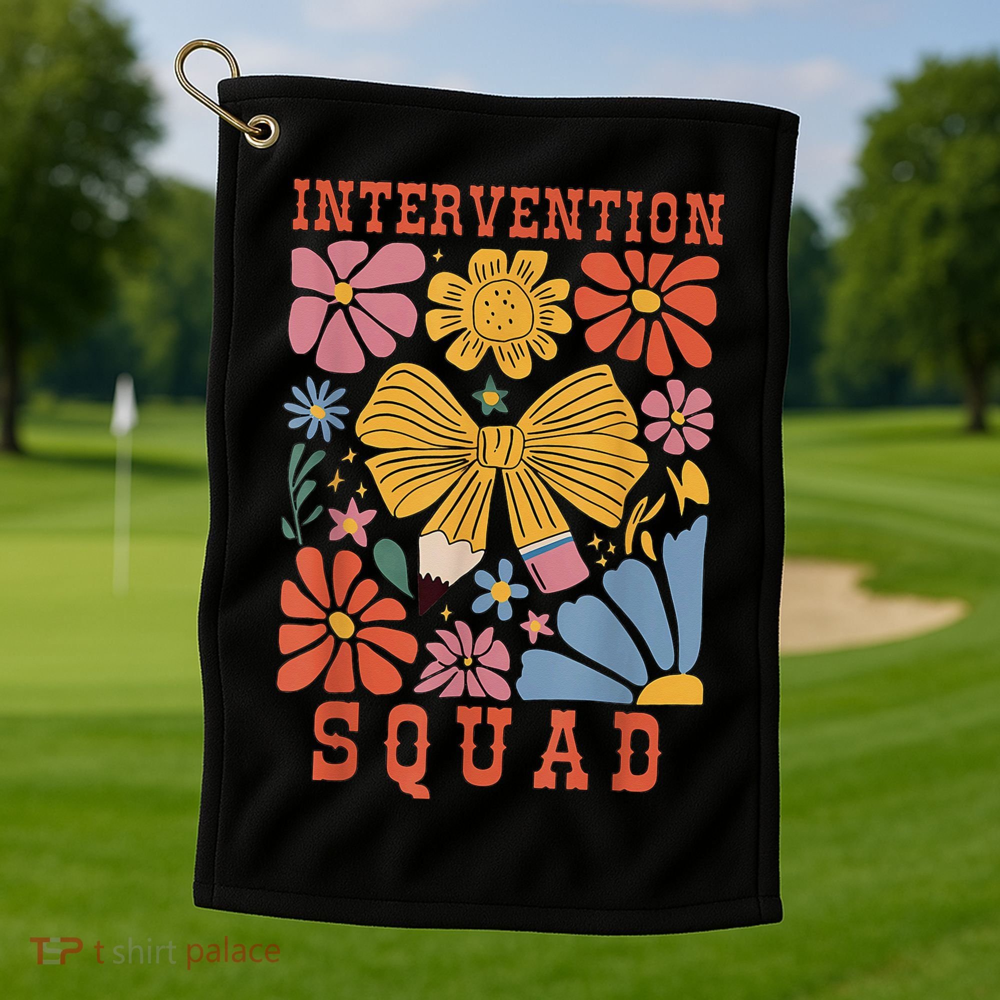 Boho Floral Coquette Intervention Squad Early Intervention Golf Towel