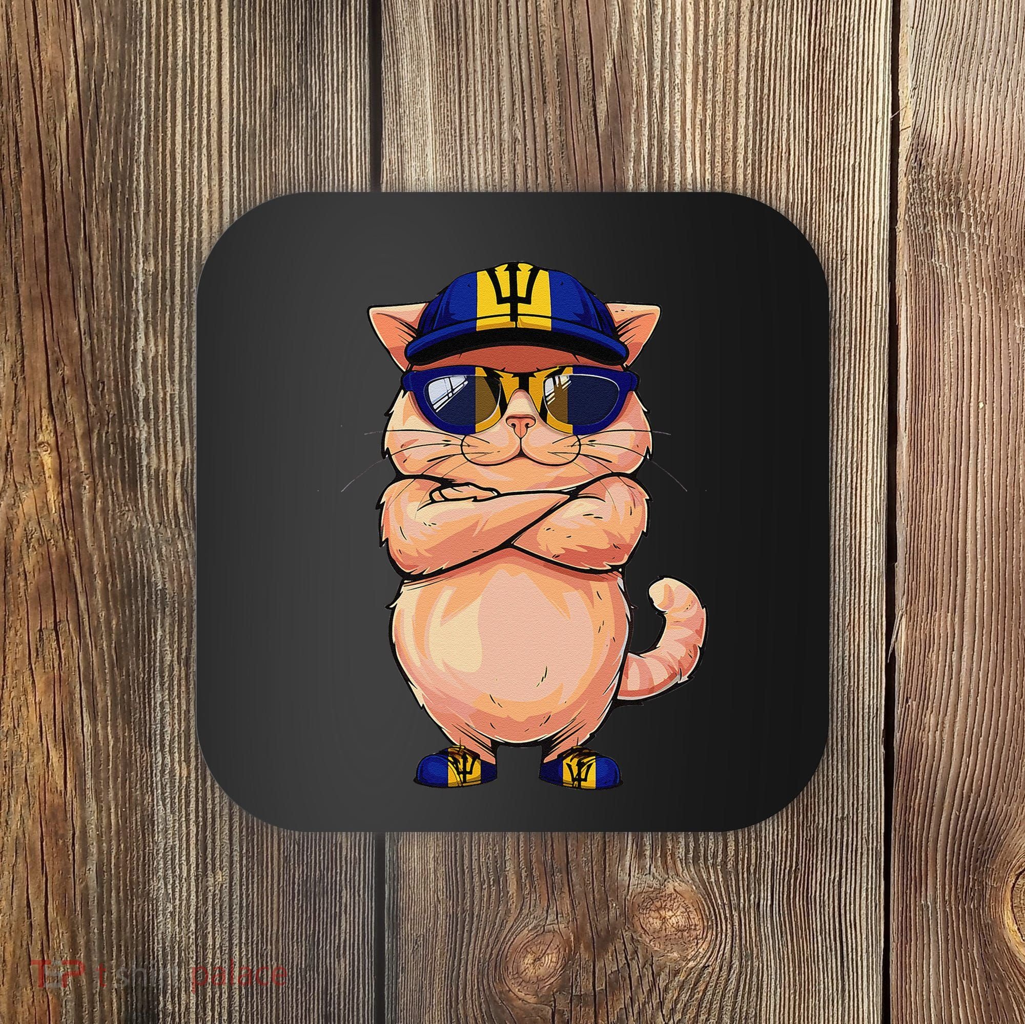 Barbadian Flag Cat Mom Souvenirs Products Kitten Barbados Coaster