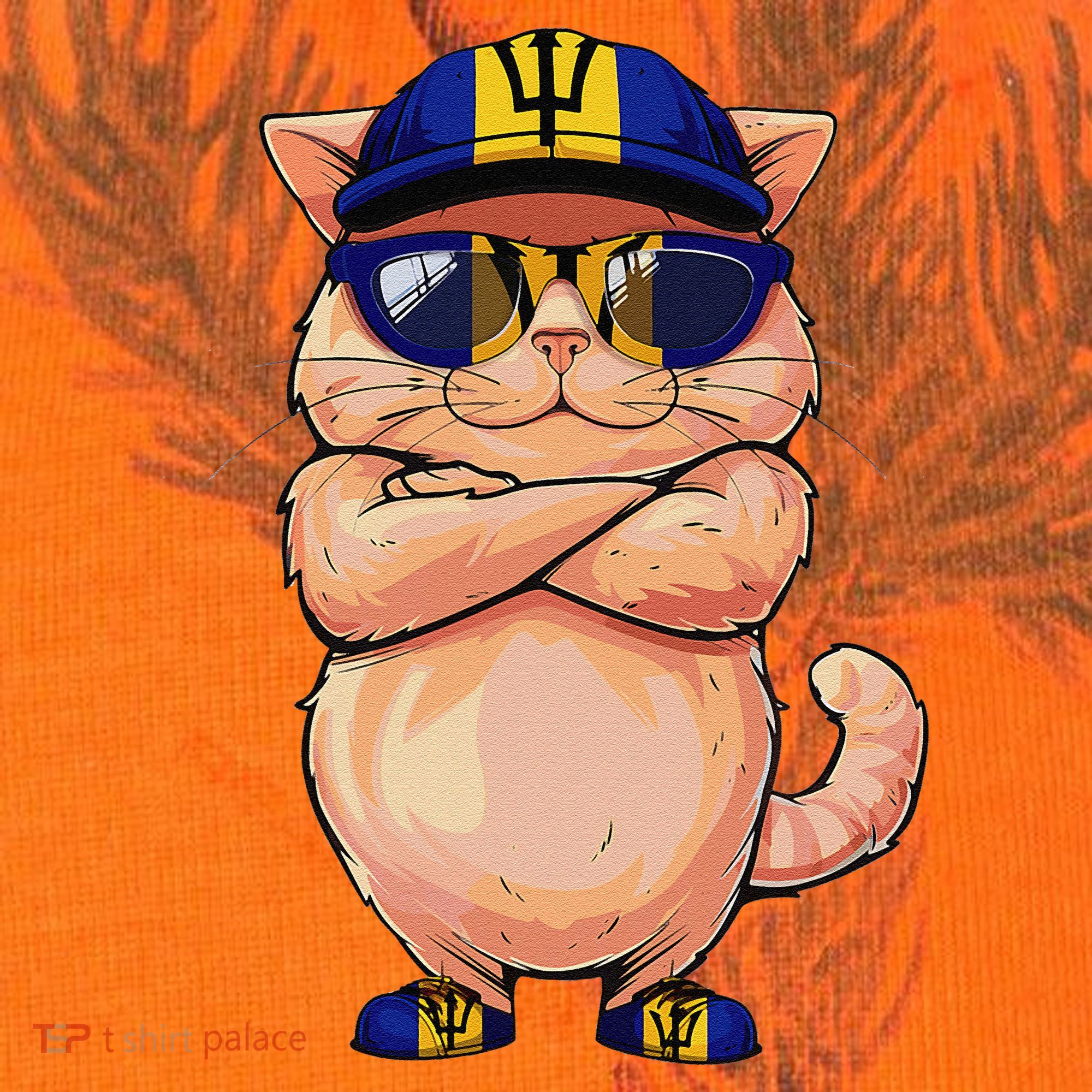 Barbadian Flag Cat Mom Souvenirs Products Kitten Barbados Kati Licensed 12" Camo Cuffed Beanie