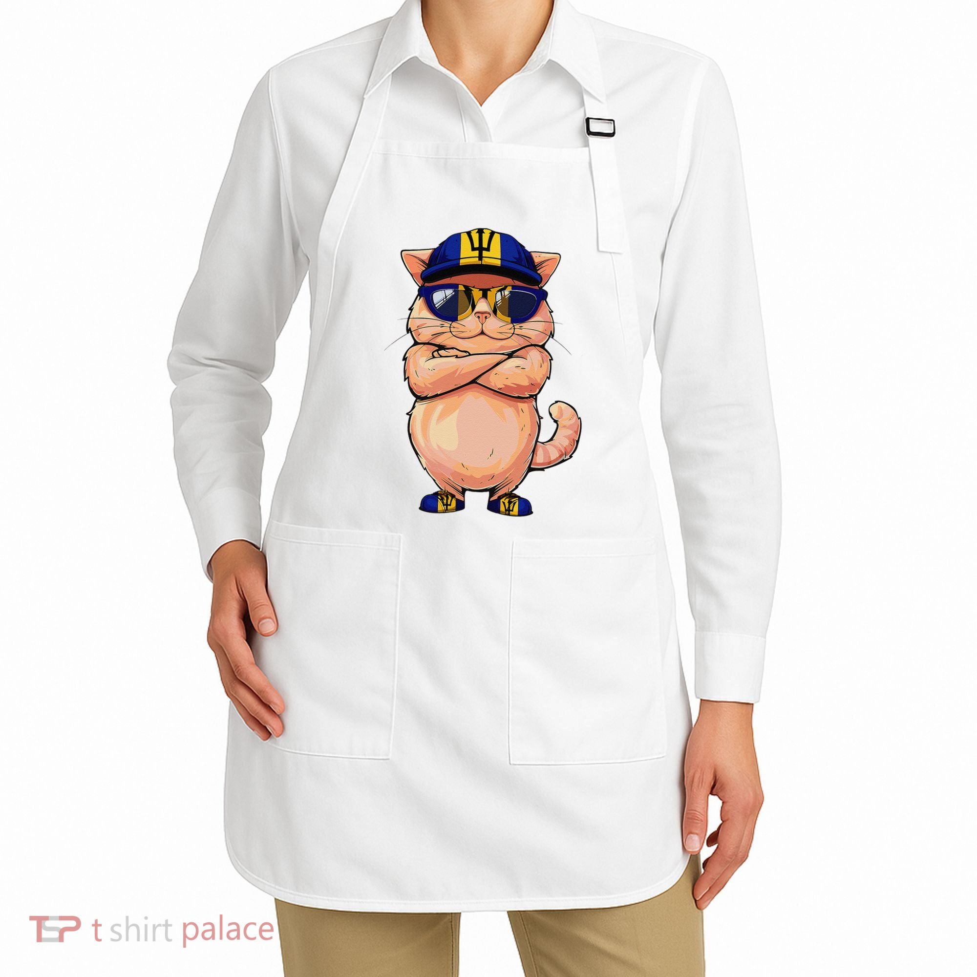 Barbadian Flag Cat Mom Souvenirs Products Kitten Barbados Apron