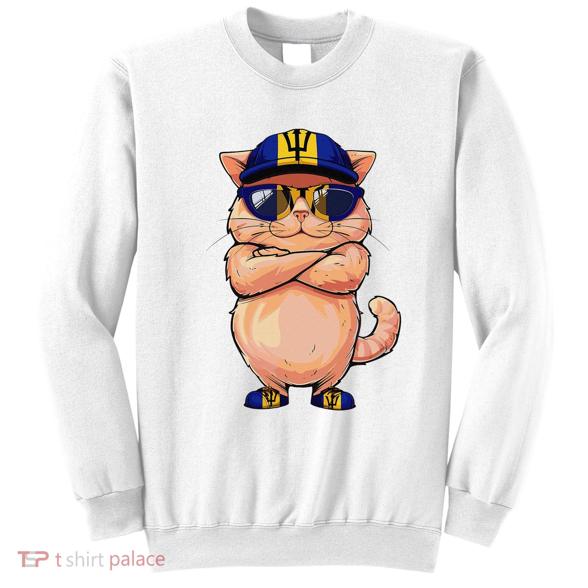 Barbadian Flag Cat Mom Souvenirs Products Kitten Barbados Sweatshirt