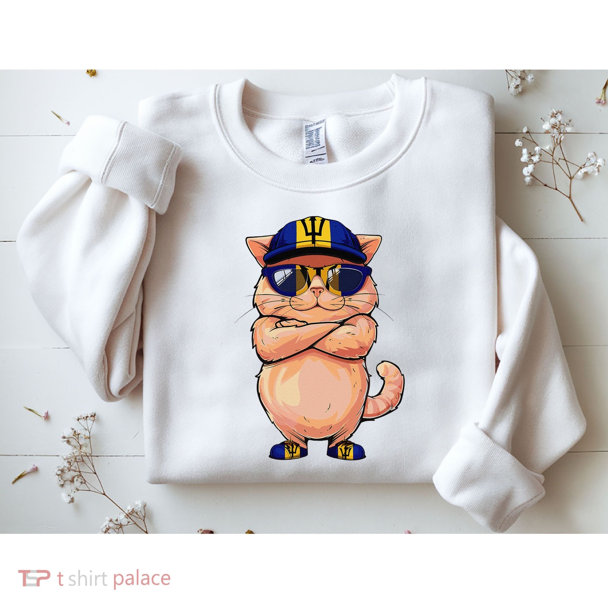 Barbadian Flag Cat Mom Souvenirs Products Kitten Barbados Sweatshirt