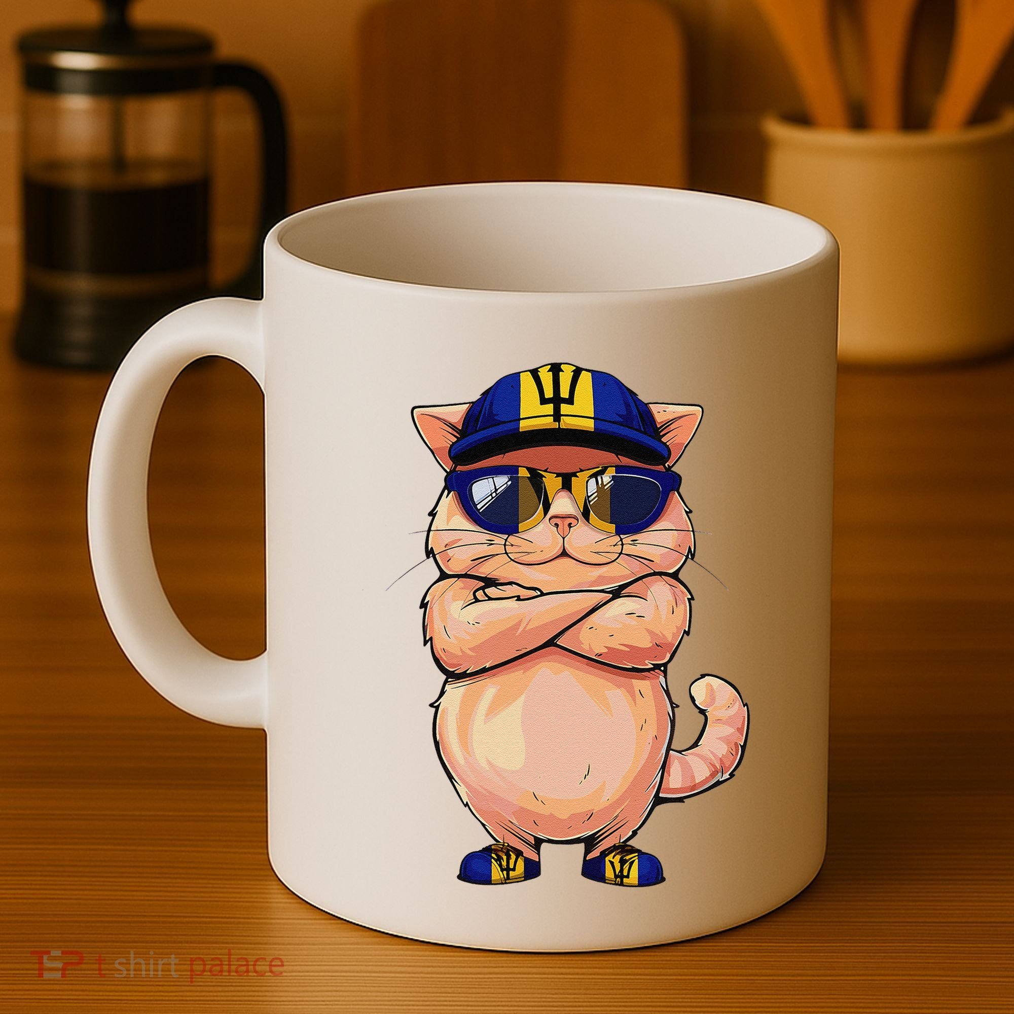 Barbadian Flag Cat Mom Souvenirs Products Kitten Barbados Coffee Mug