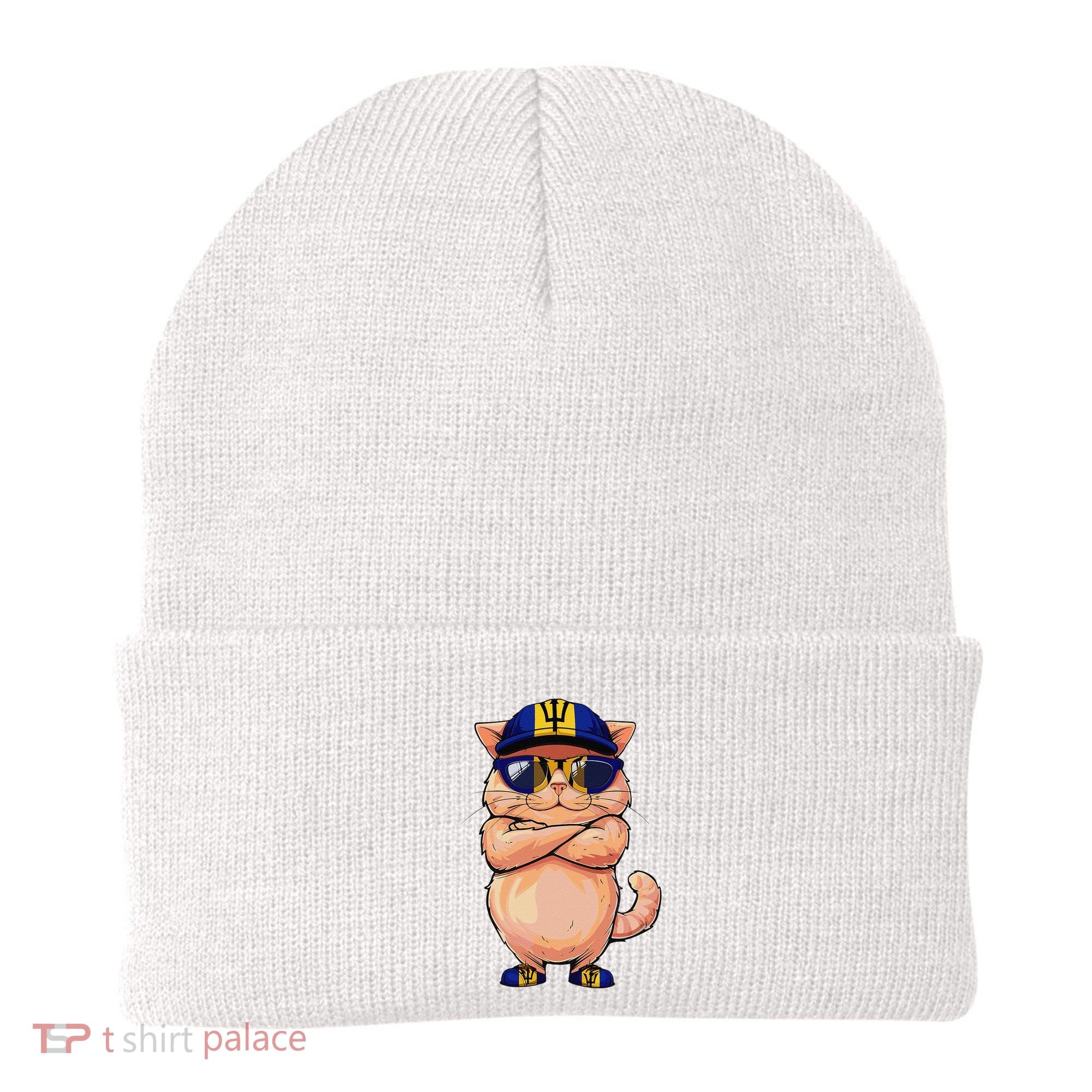 Barbadian Flag Cat Mom Souvenirs Products Kitten Barbados Beanie
