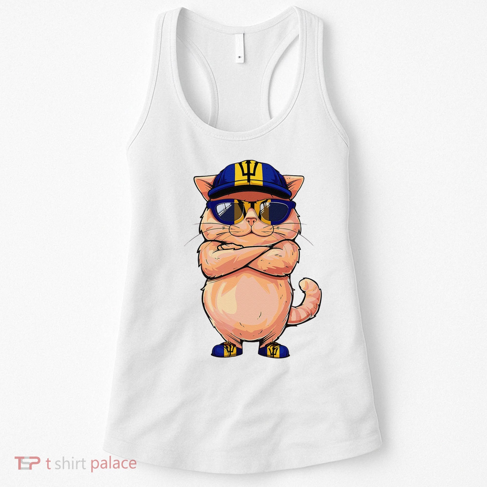 Barbadian Flag Cat Mom Souvenirs Products Kitten Barbados Women's Tank Top