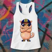Barbadian Flag Cat Mom Souvenirs Products Kitten Barbados Women's Tank Top thumb 3