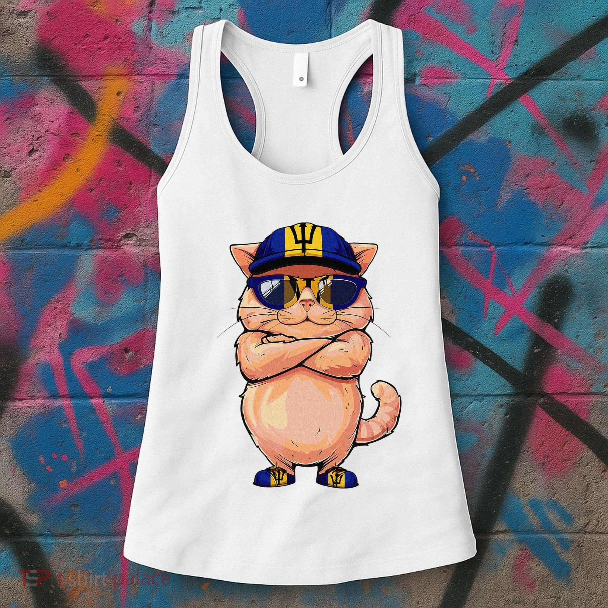Barbadian Flag Cat Mom Souvenirs Products Kitten Barbados Women's Tank Top