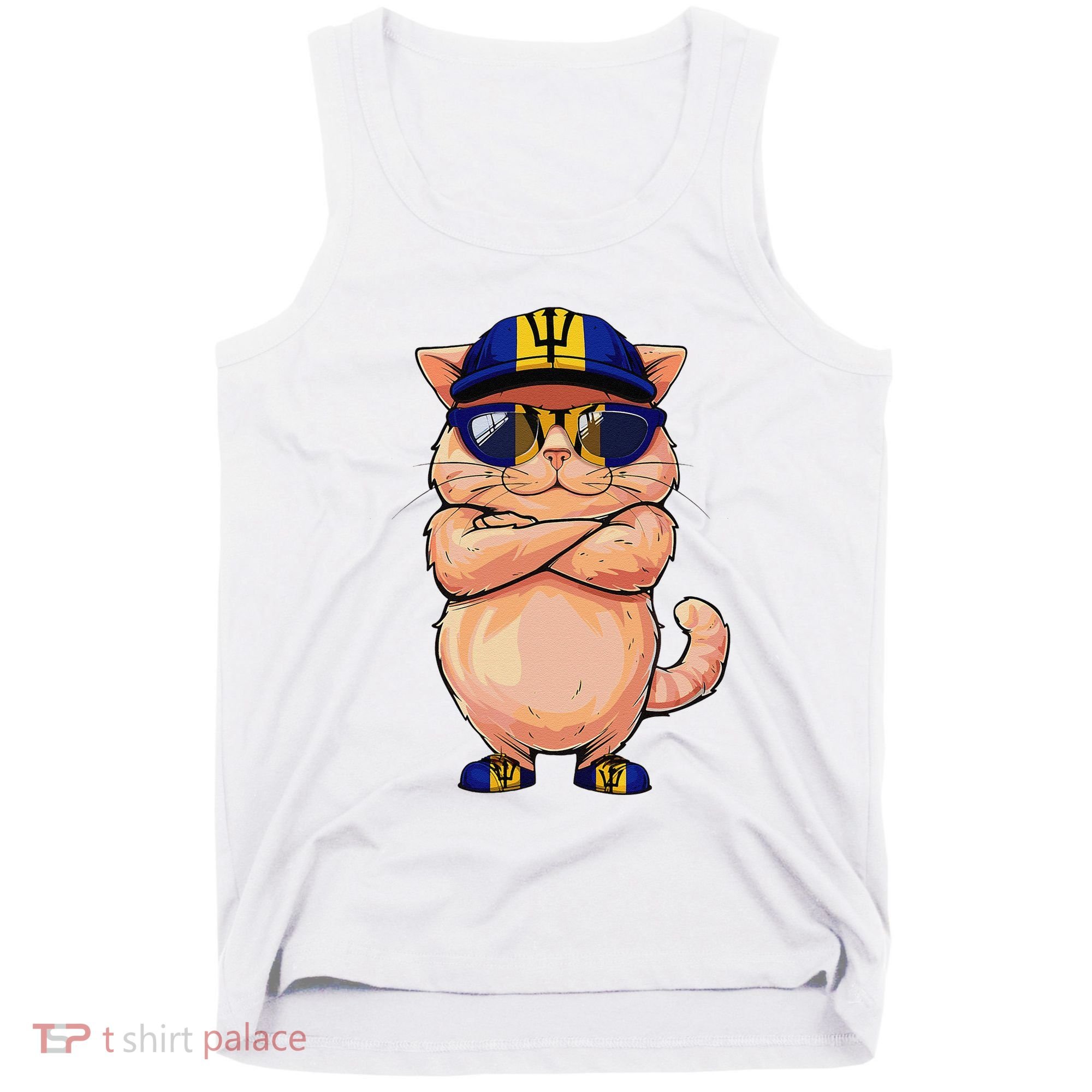Barbadian Flag Cat Mom Souvenirs Products Kitten Barbados Tank Top