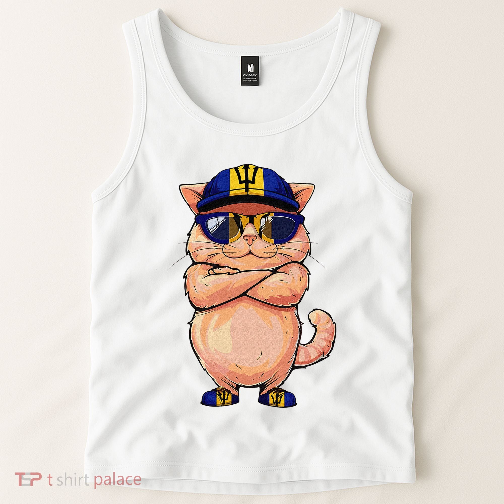 Barbadian Flag Cat Mom Souvenirs Products Kitten Barbados Tank Top