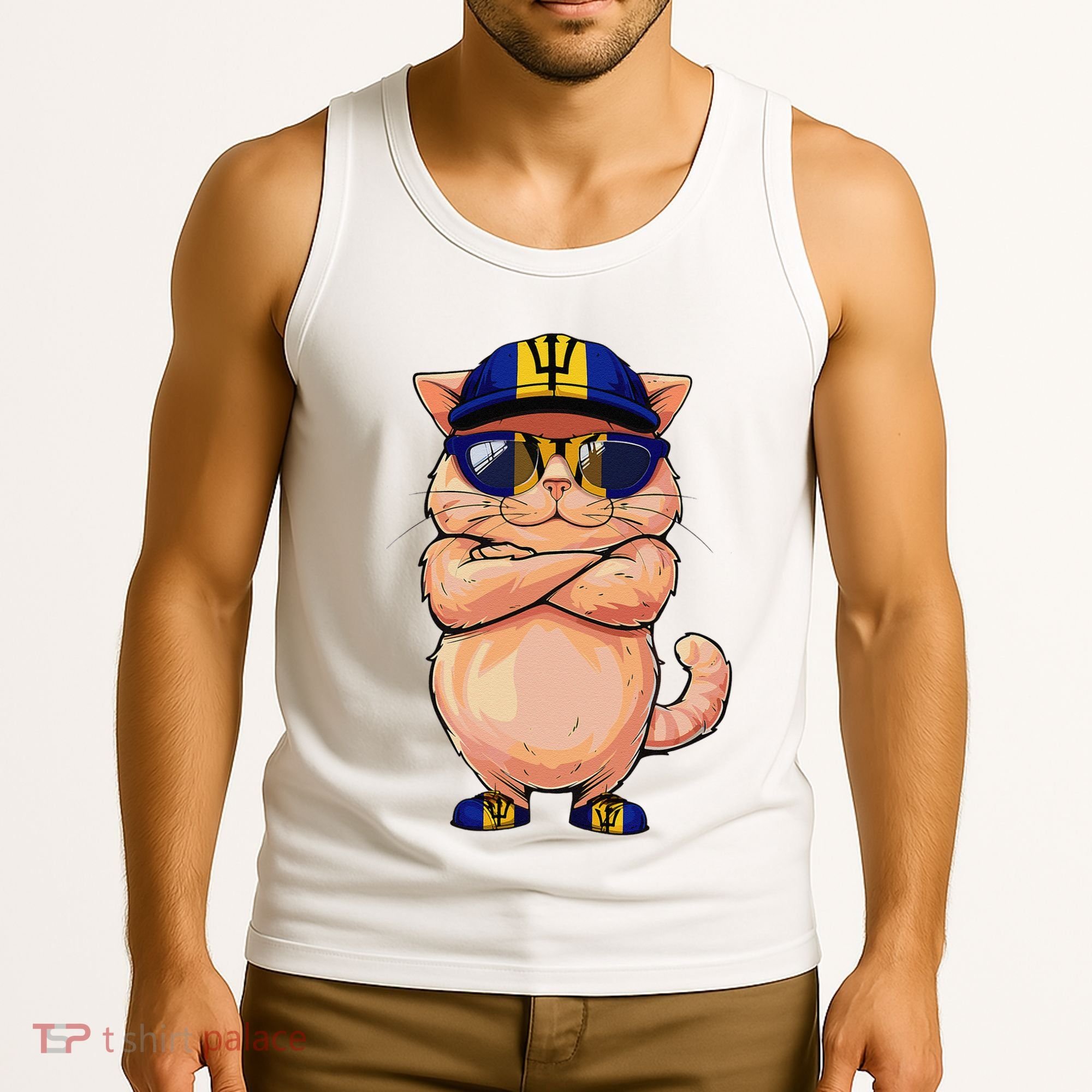 Barbadian Flag Cat Mom Souvenirs Products Kitten Barbados Tank Top