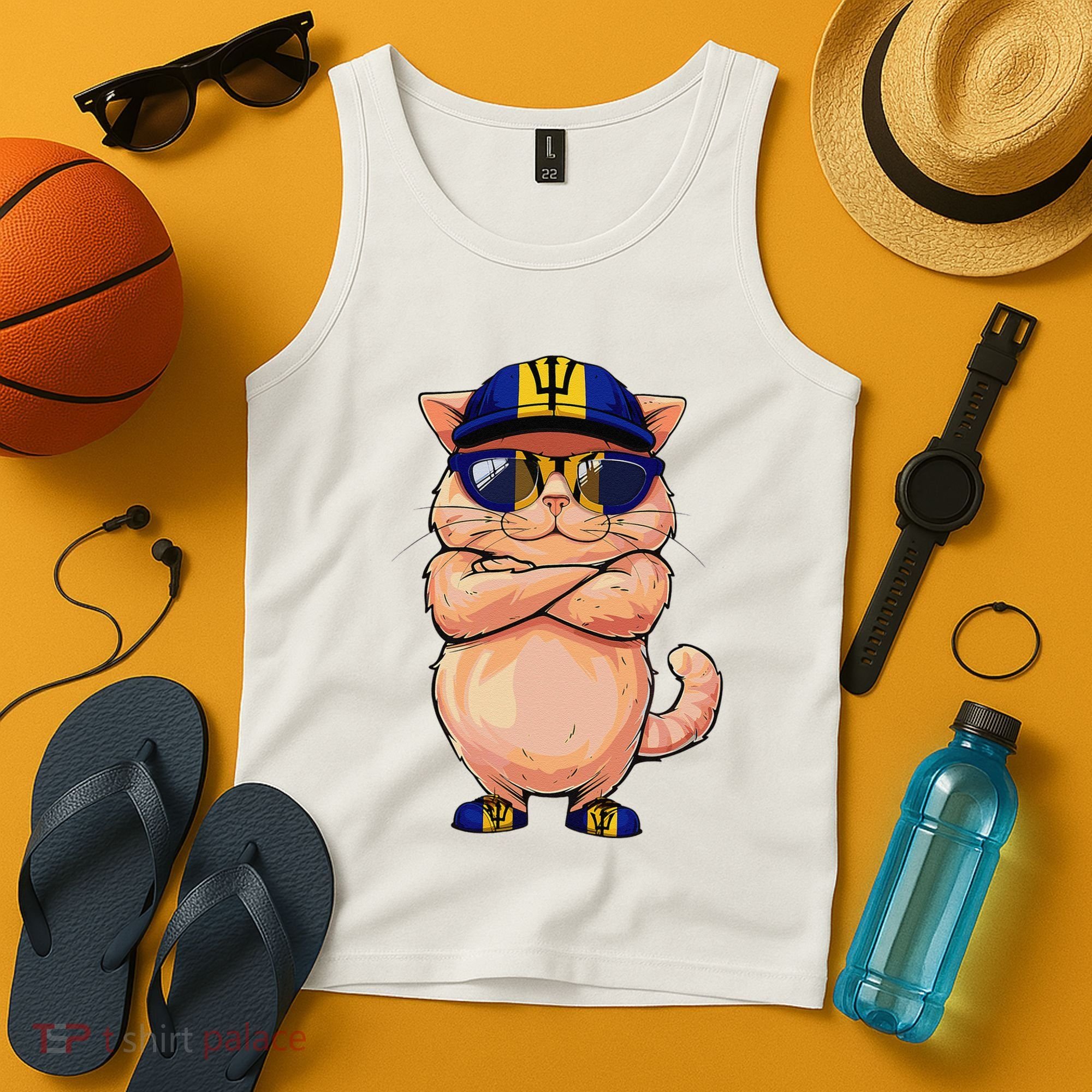 Barbadian Flag Cat Mom Souvenirs Products Kitten Barbados Tank Top