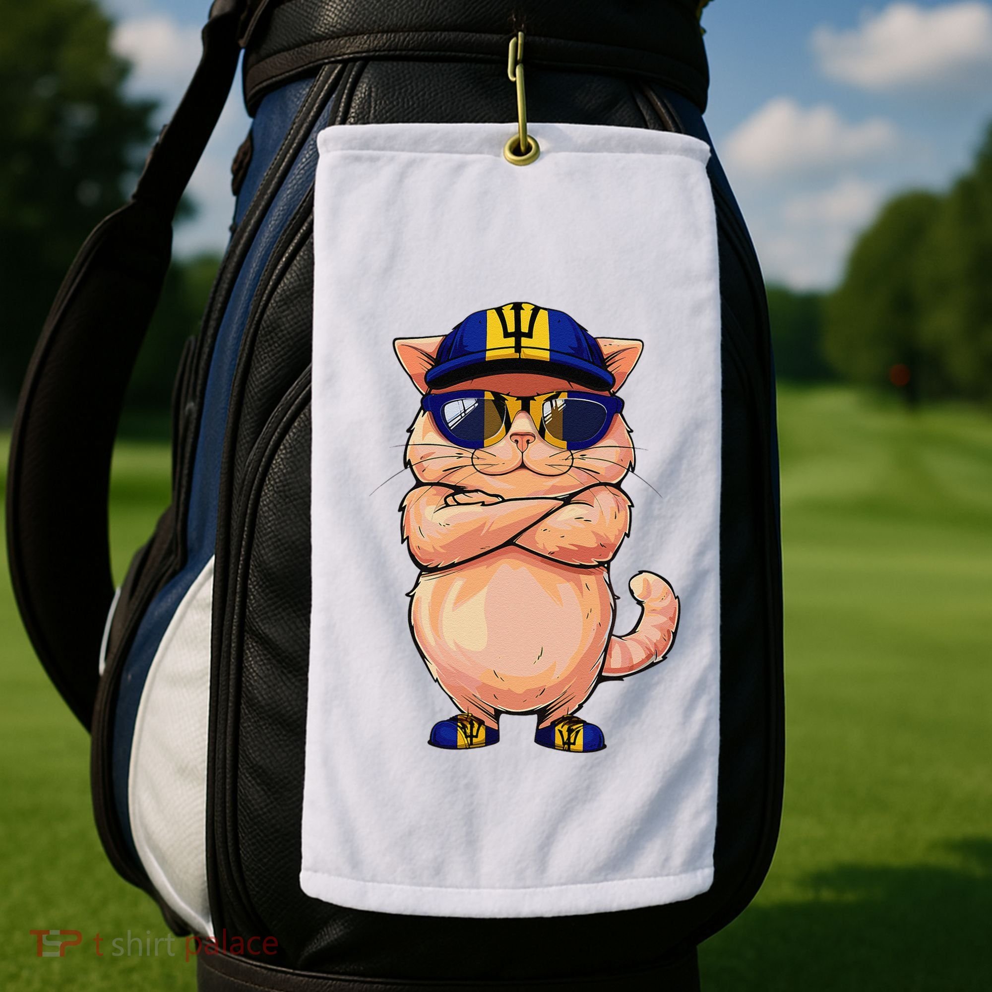 Barbadian Flag Cat Mom Souvenirs Products Kitten Barbados Golf Towel
