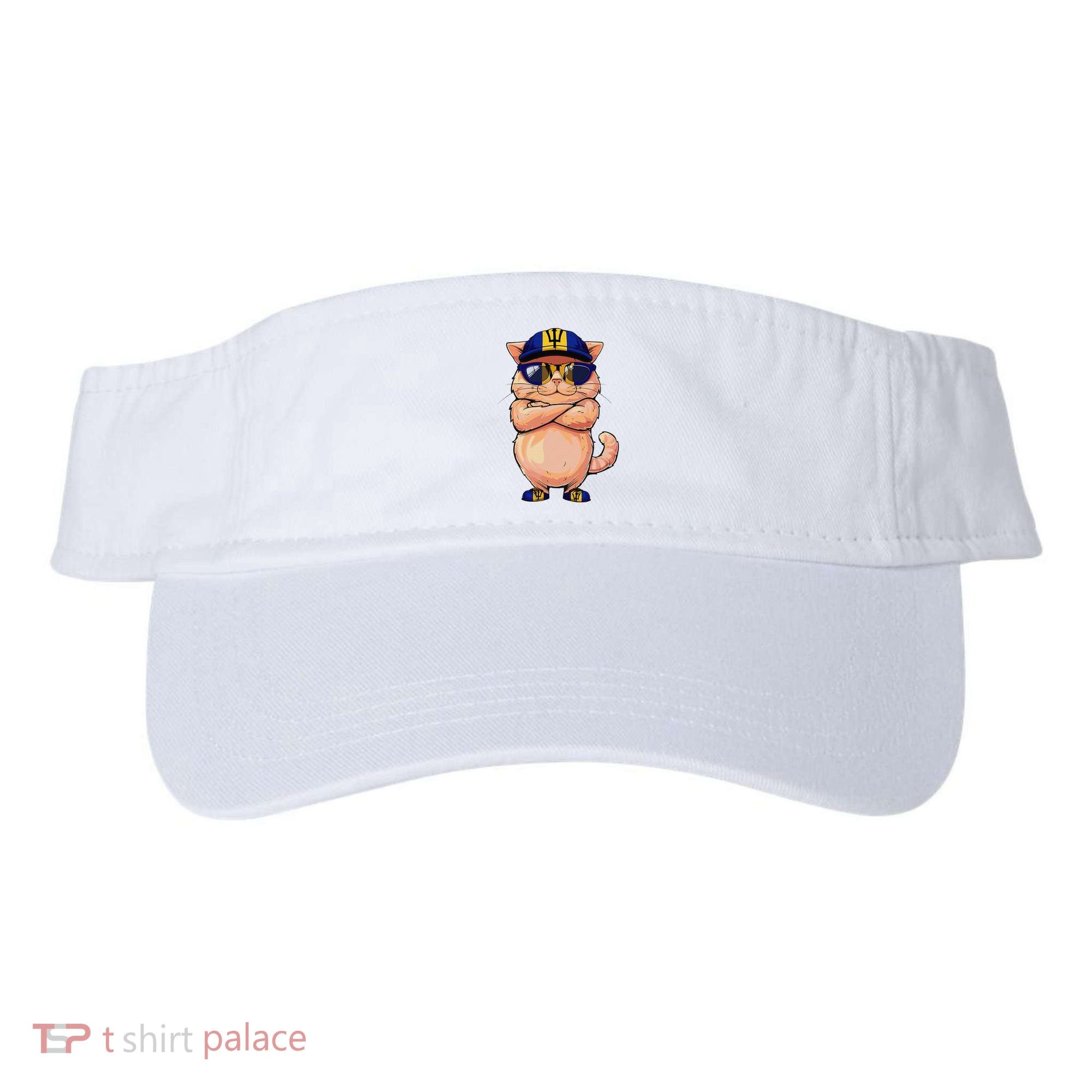 Barbadian Flag Cat Mom Souvenirs Products Kitten Barbados Visor