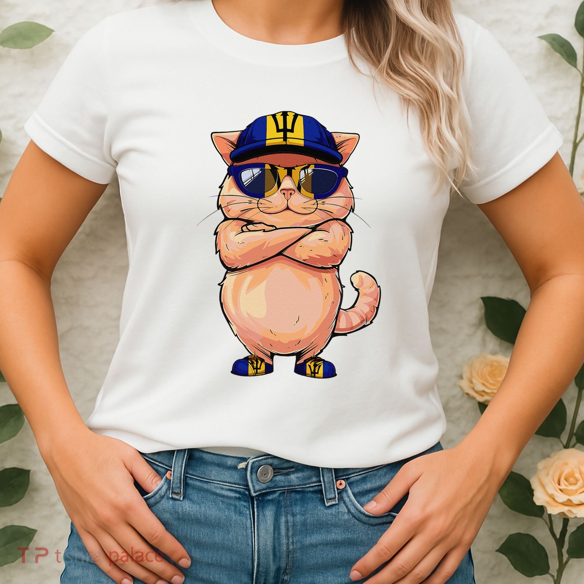 Barbadian Flag Cat Mom Souvenirs Products Kitten Barbados Women's T-Shirt