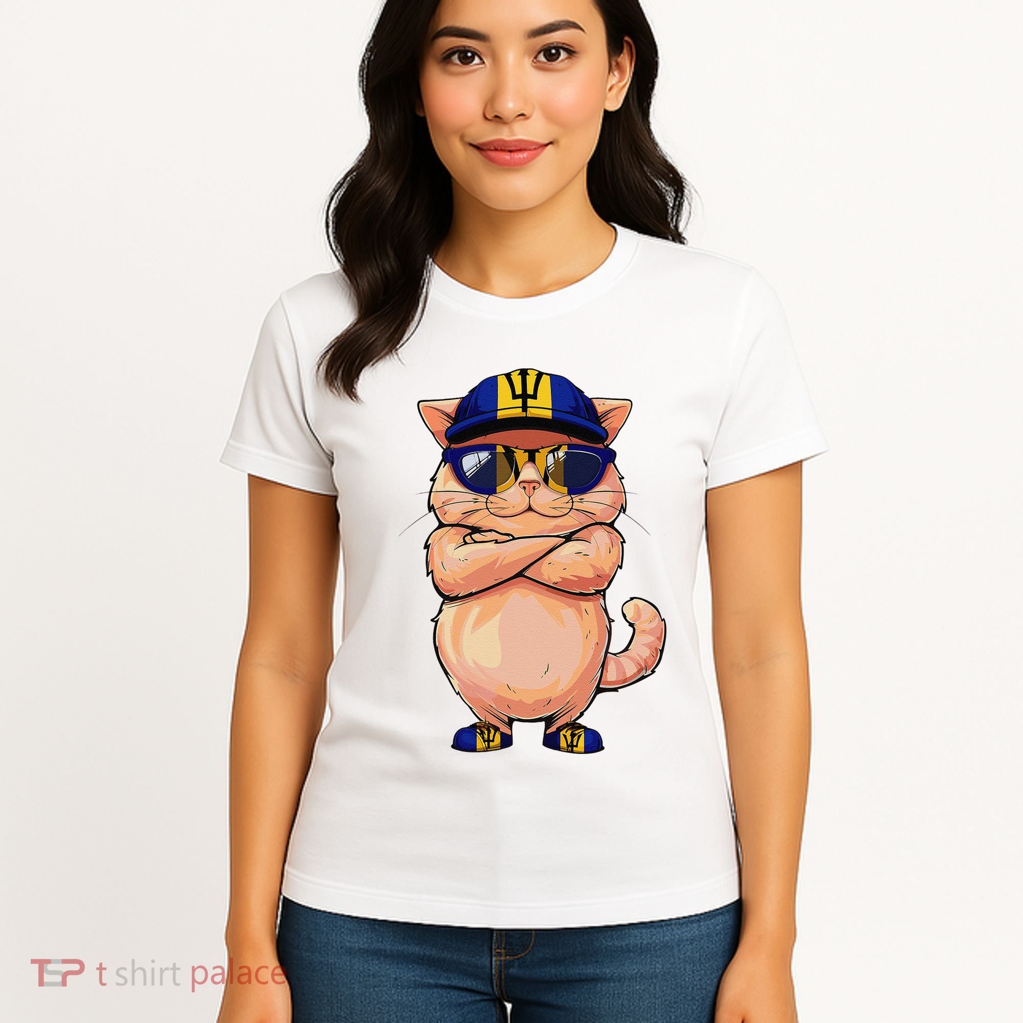 Barbadian Flag Cat Mom Souvenirs Products Kitten Barbados Women's T-Shirt
