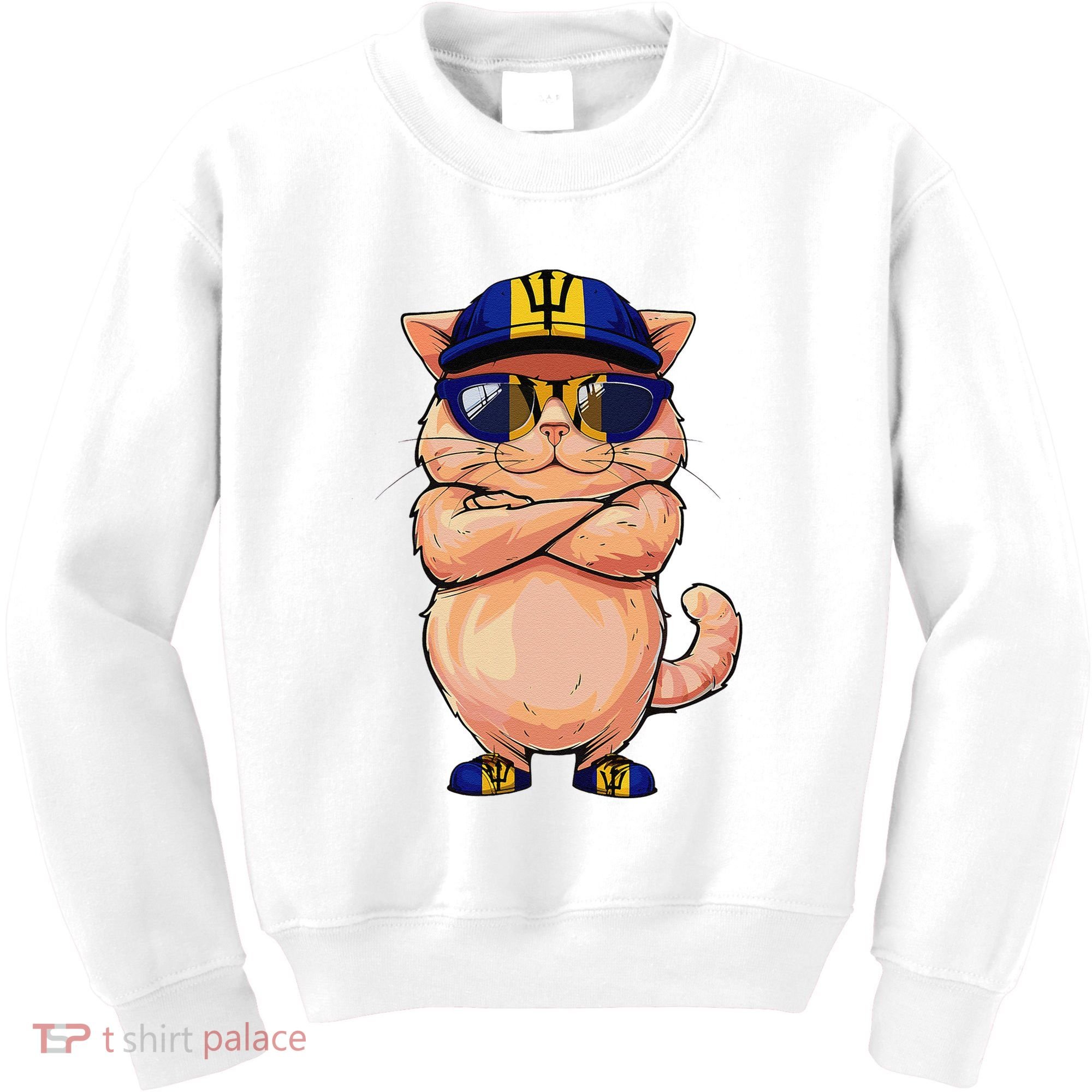 Barbadian Flag Cat Mom Souvenirs Products Kitten Barbados Kids Sweatshirt