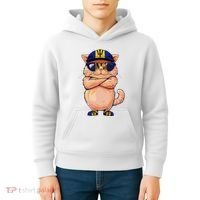 Barbadian Flag Cat Mom Souvenirs Products Kitten Barbados Kids Hoodie thumb 4