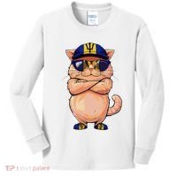 Barbadian Flag Cat Mom Souvenirs Products Kitten Barbados Kids Long Sleeve Shirt thumb 0