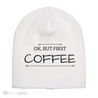 But First COFFEE Funny Coffee Sayings Short Acrylic Beanie thumb 0