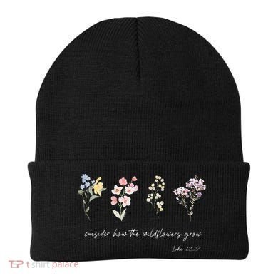 Boho Floral Consider How The Wildflowers Grow Motivational Beanie