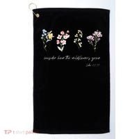 Boho Floral Consider How The Wildflowers Grow Motivational Golf Towel thumb 0