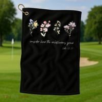 Boho Floral Consider How The Wildflowers Grow Motivational Golf Towel thumb 1