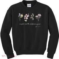 Boho Floral Consider How The Wildflowers Grow Motivational Kids Sweatshirt thumb 0