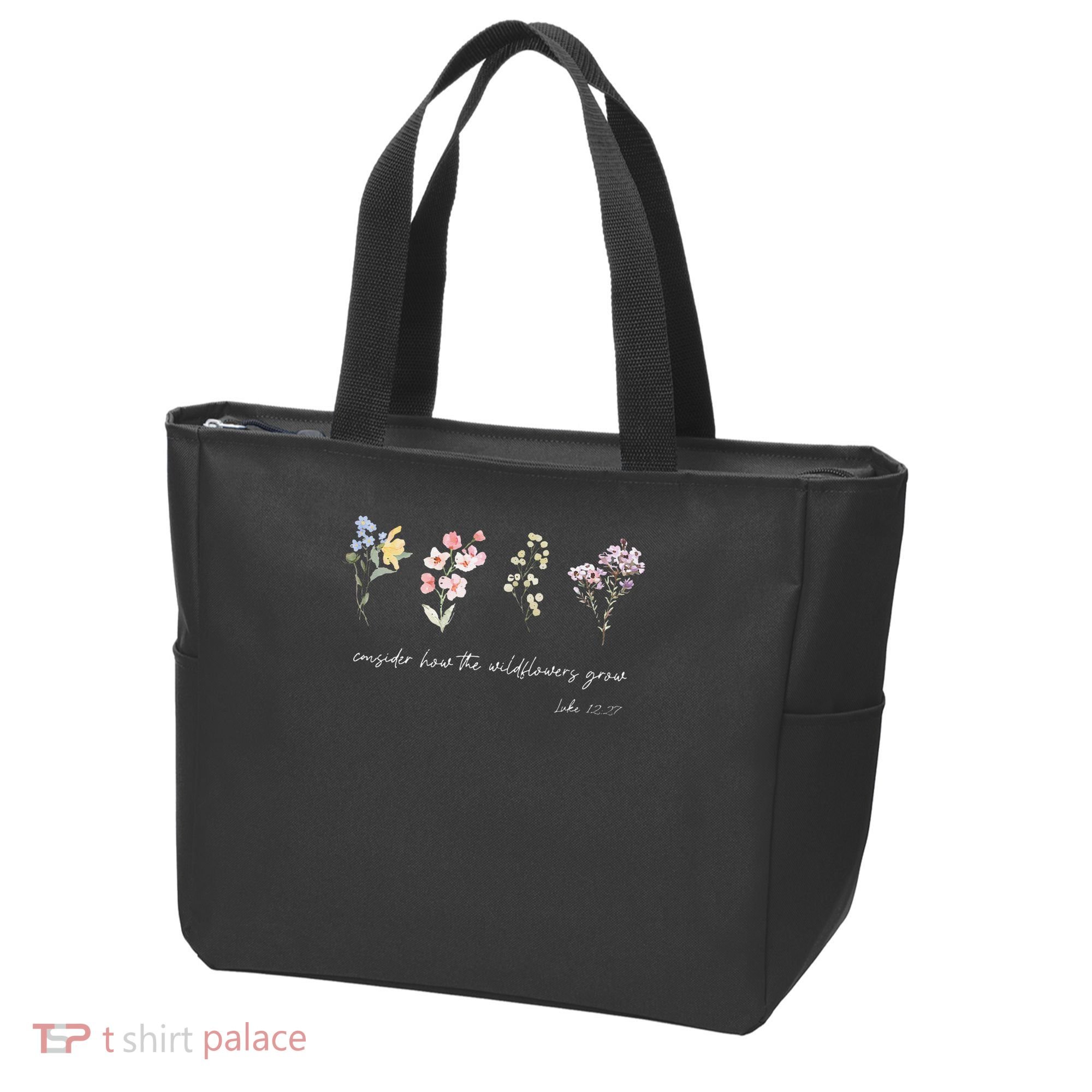 Boho Floral Consider How The Wildflowers Grow Motivational Tote Bag