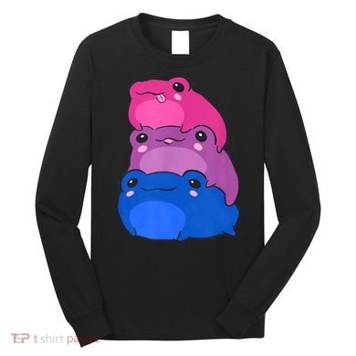 Bisexual Flag Color Frogs Subtle Bi Pride LGBTQ Aesthetic Long Sleeve Shirt