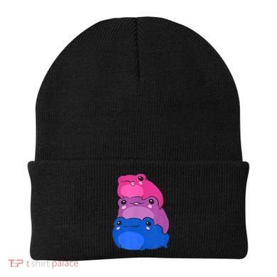 Bisexual Flag Color Frogs Subtle Bi Pride LGBTQ Aesthetic Beanie