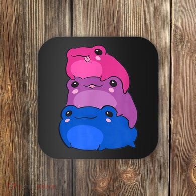 Bisexual Flag Color Frogs Subtle Bi Pride LGBTQ Aesthetic Coaster