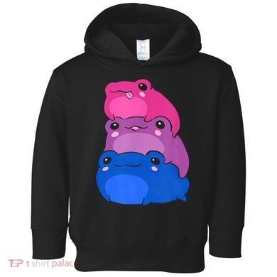 Bisexual Flag Color Frogs Subtle Bi Pride LGBTQ Aesthetic Toddler Hoodie