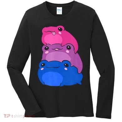 Bisexual Flag Color Frogs Subtle Bi Pride LGBTQ Aesthetic Women's Long Sleeve Shirt
