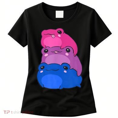 Bisexual Flag Color Frogs Subtle Bi Pride LGBTQ Aesthetic Women's T-Shirt