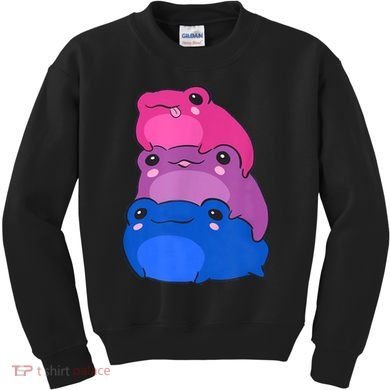 Bisexual Flag Color Frogs Subtle Bi Pride LGBTQ Aesthetic Kids Sweatshirt