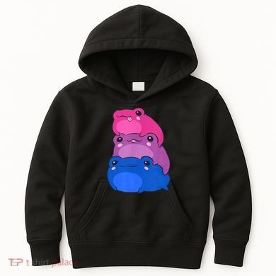 Bisexual Flag Color Frogs Subtle Bi Pride LGBTQ Aesthetic Kids Hoodie