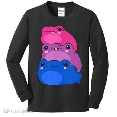 Bisexual Flag Color Frogs Subtle Bi Pride LGBTQ Aesthetic Kids Long Sleeve Shirt