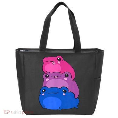Bisexual Flag Color Frogs Subtle Bi Pride LGBTQ Aesthetic Tote Bag