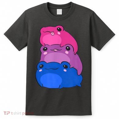 Bisexual Flag Color Frogs Subtle Bi Pride LGBTQ Aesthetic T-Shirt