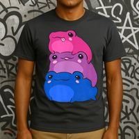 Bisexual Flag Color Frogs Subtle Bi Pride LGBTQ Aesthetic T-Shirt thumb 3