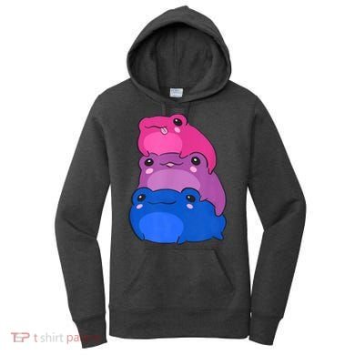 Bisexual Flag Color Frogs Subtle Bi Pride LGBTQ Aesthetic Women's Hoodie