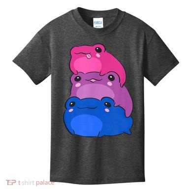 Bisexual Flag Color Frogs Subtle Bi Pride LGBTQ Aesthetic Kids T-Shirt