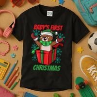 Baby's First Christmas Kids T-Shirt thumb 3
