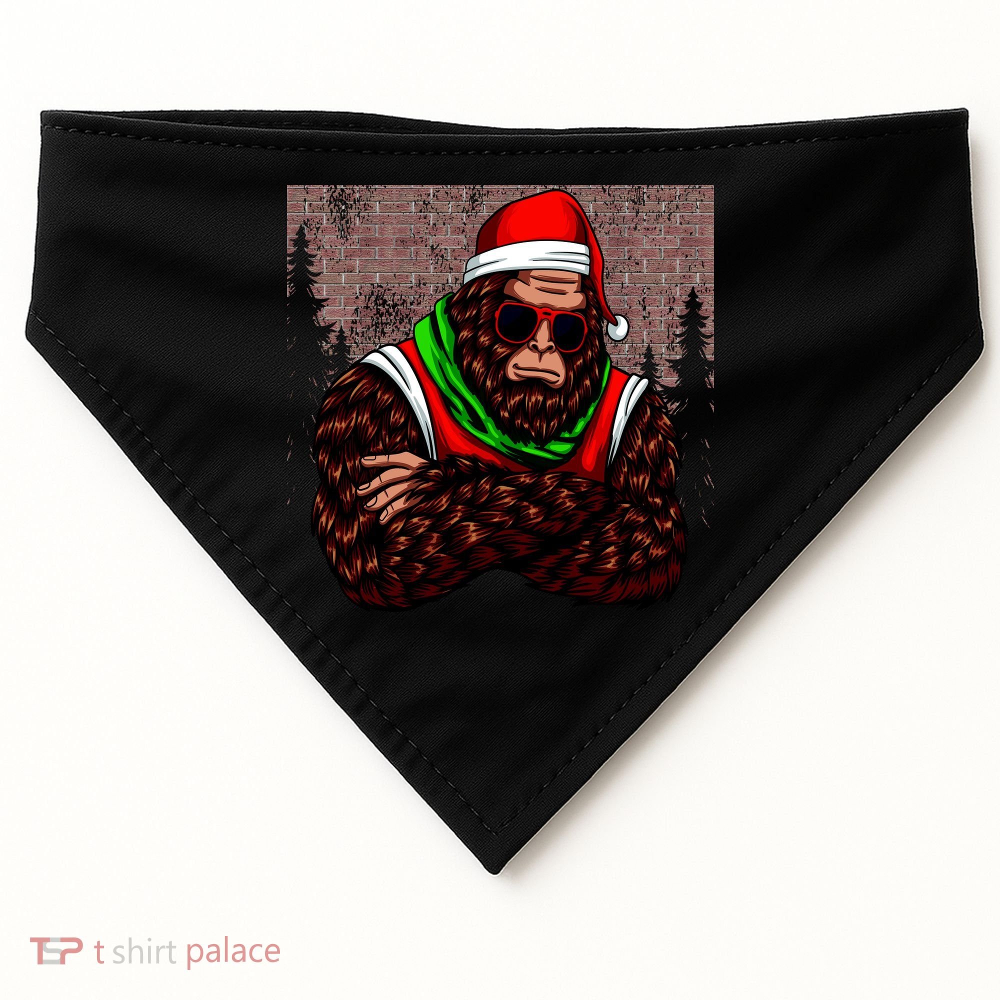 Bigfoot Funny Christmas Hipster USA-Made Doggie Bandana