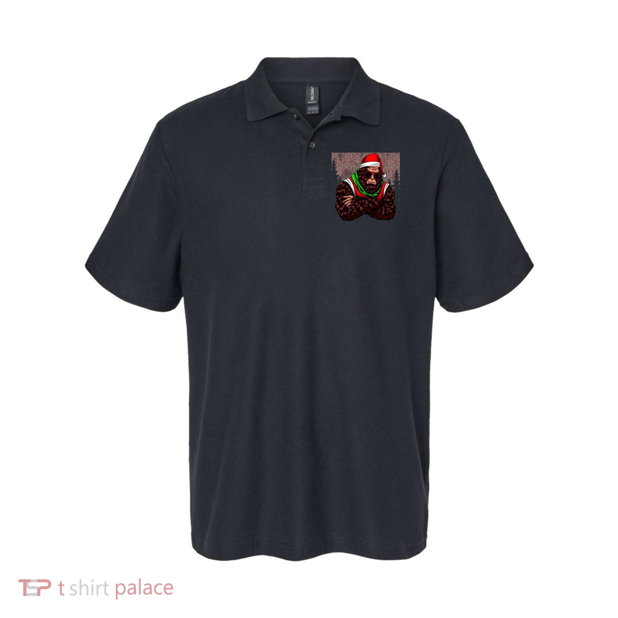 Bigfoot Funny Christmas Hipster Polo